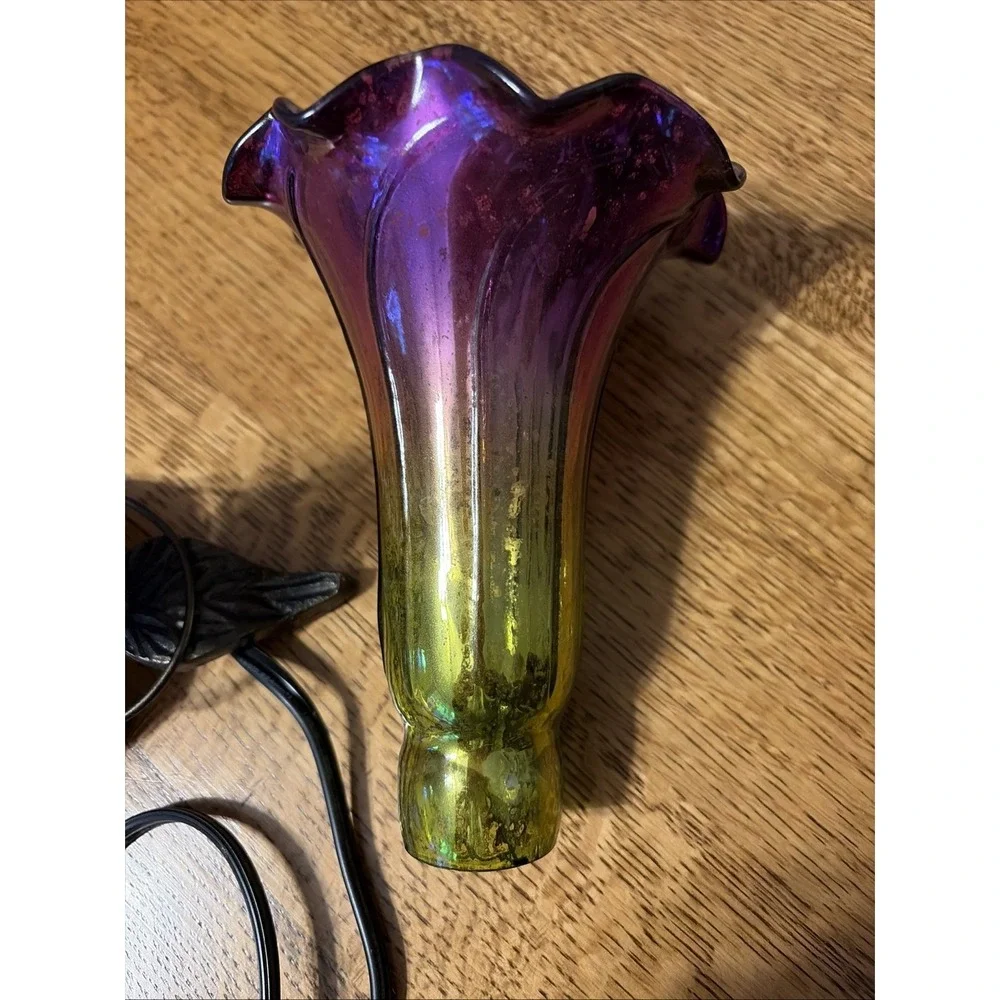 10.5‎ Inch Hand Blown Mercury Glass Hummingbird Lilly Lamp
